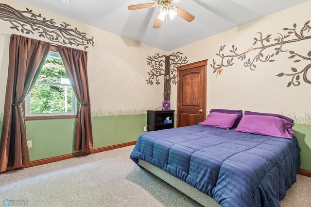 bedroom with carpet floors and ceiling fan