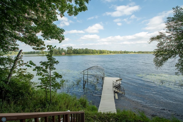 view of dock featuring a water view