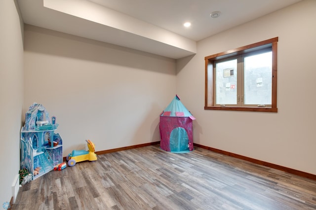 recreation room featuring hardwood / wood-style flooring