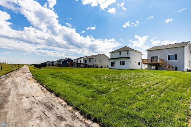 view of yard with a deck