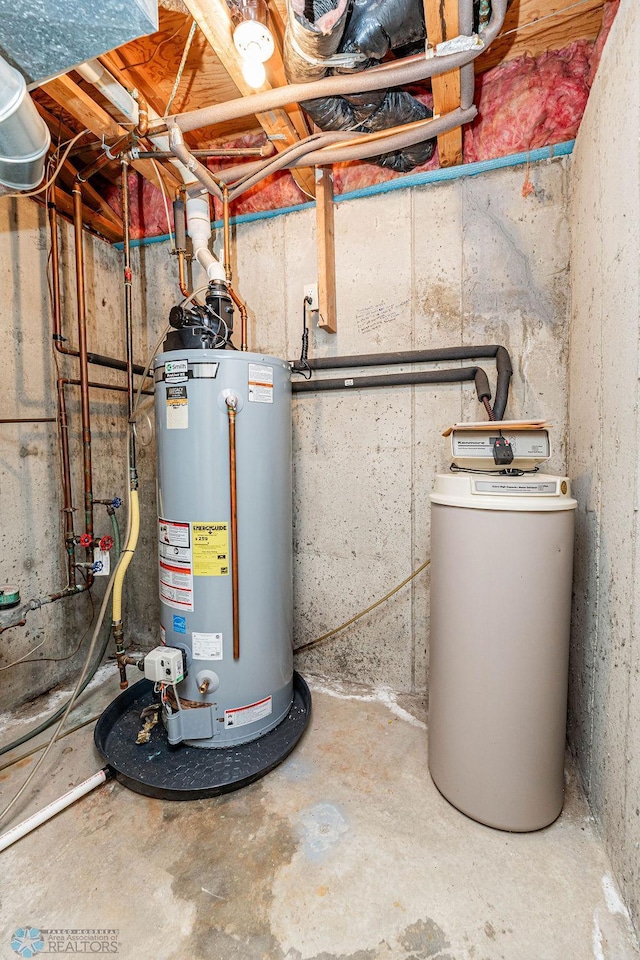 utility room featuring water heater