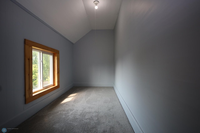 bonus room featuring lofted ceiling and carpet flooring