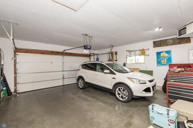 garage with a garage door opener