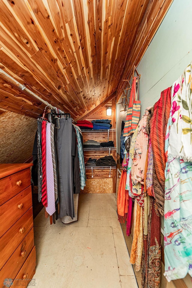 spacious closet featuring vaulted ceiling