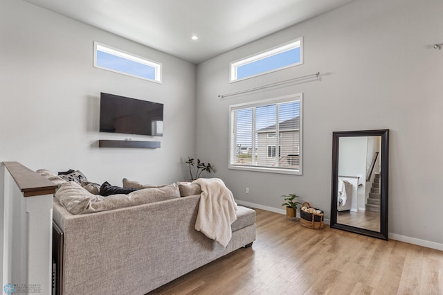 living room featuring light hardwood / wood-style flooring