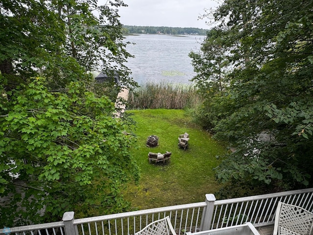 water view featuring a fire pit