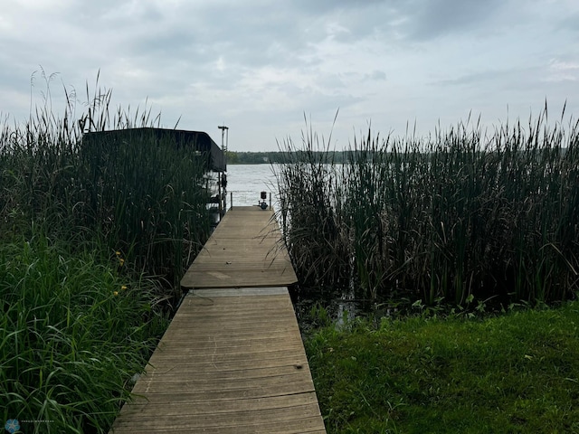 view of dock featuring a water view