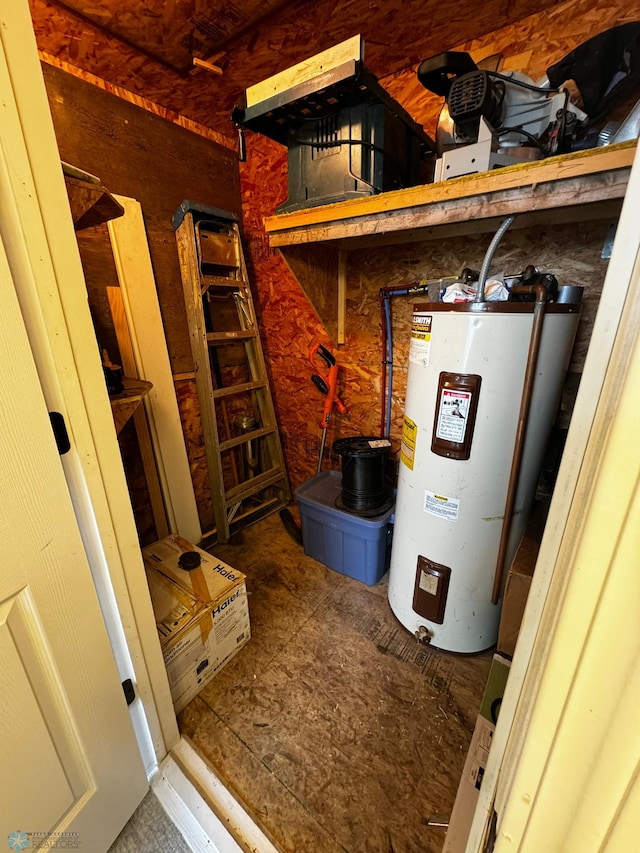 utility room with water heater