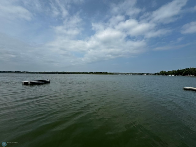 view of water feature with a boat dock