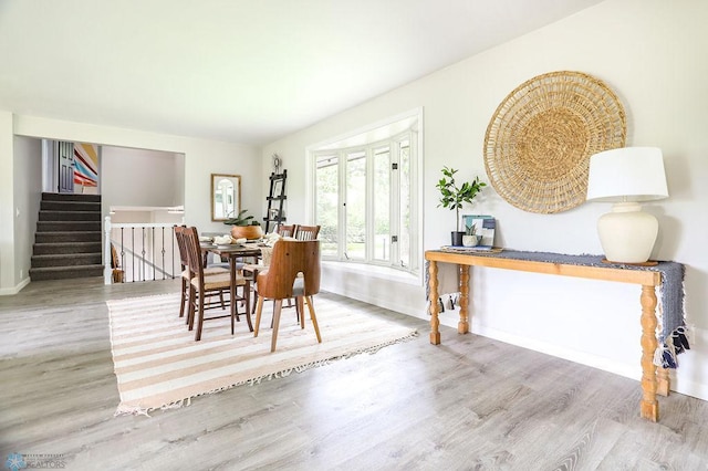 dining room with wood-type flooring