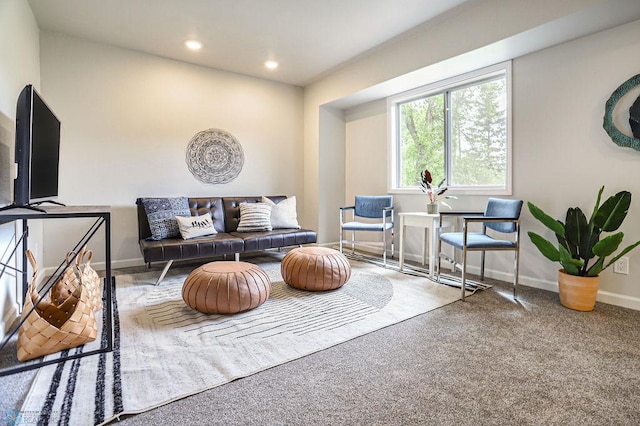 living room featuring carpet flooring