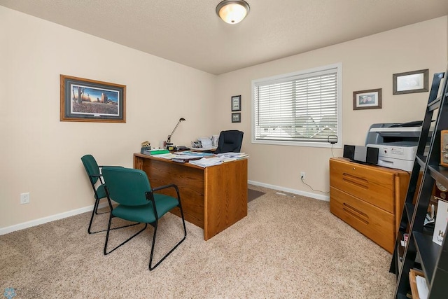 office area with light colored carpet