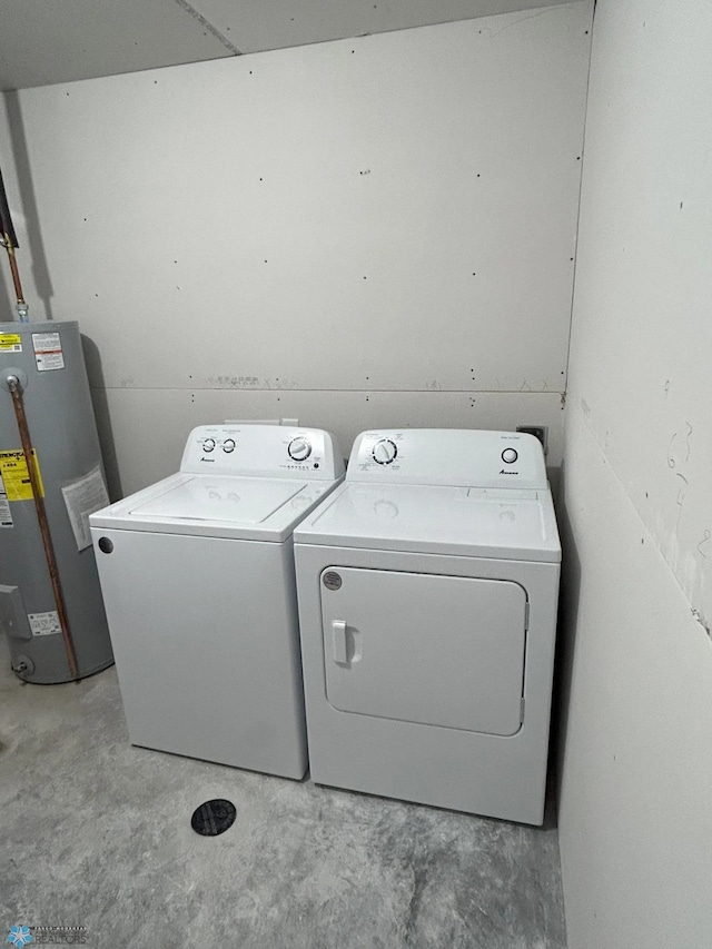 laundry room featuring separate washer and dryer and gas water heater