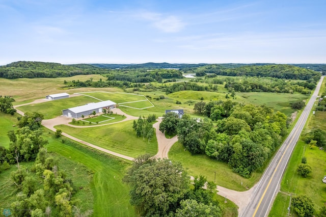 drone / aerial view with a rural view