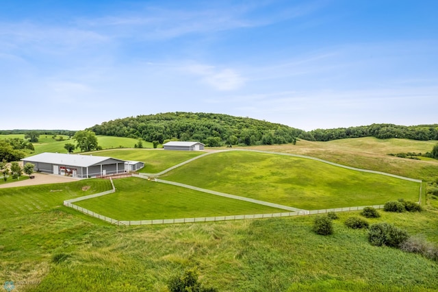 aerial view featuring a rural view