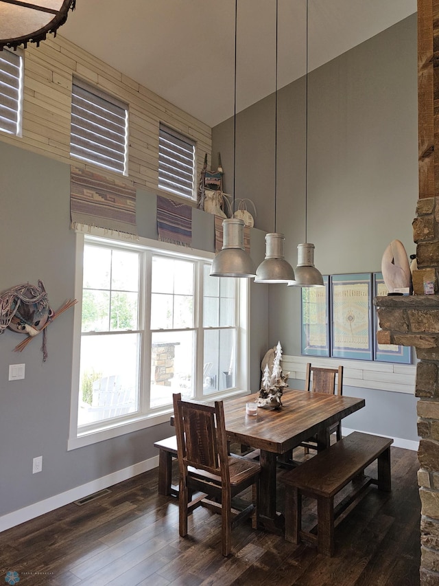 dining area featuring dark hardwood / wood-style floors