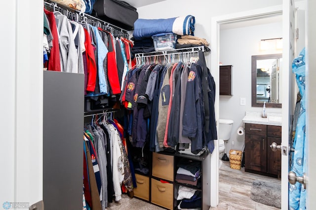 spacious closet with light wood-type flooring