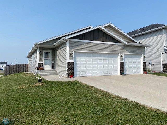 view of property exterior featuring a lawn and a garage