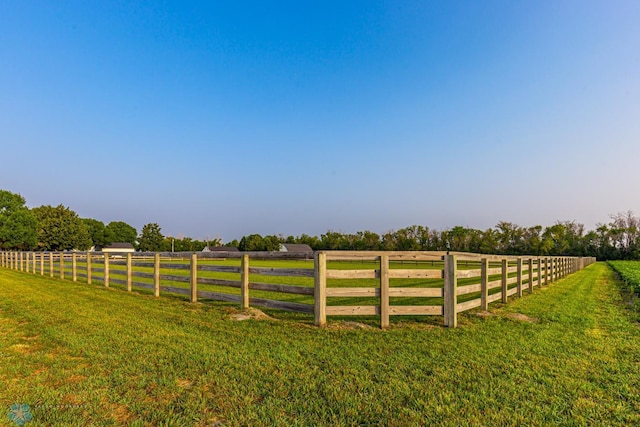 view of yard with a rural view