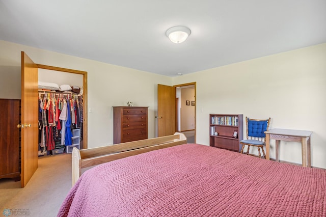 carpeted bedroom featuring a closet and a spacious closet