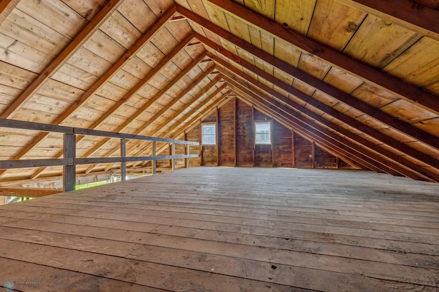 view of unfinished attic