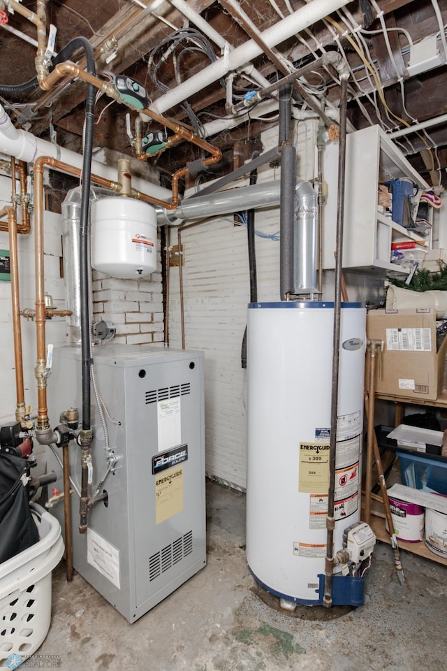 utility room with gas water heater