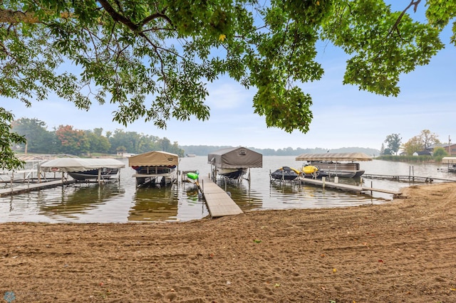 view of dock featuring a water view