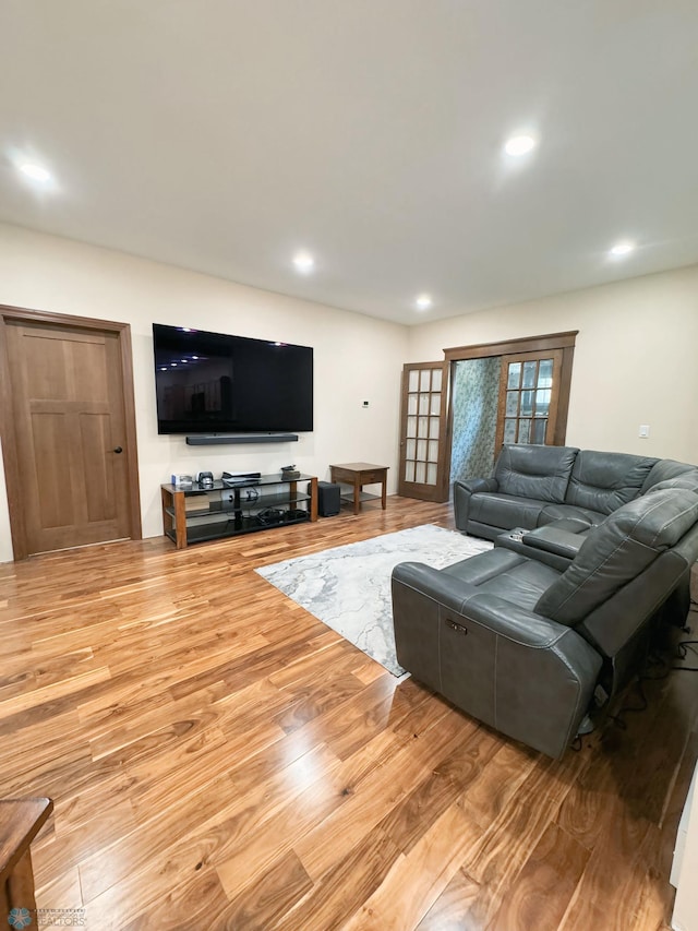 living room featuring light wood-type flooring