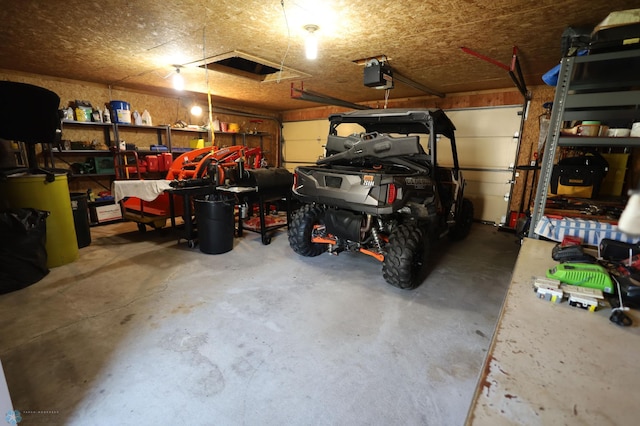 garage with a garage door opener