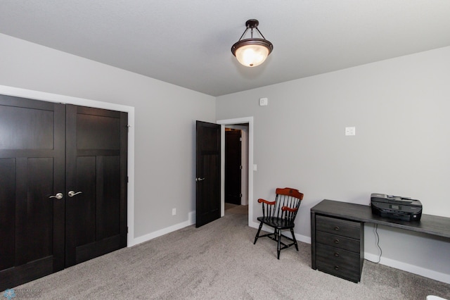 view of carpeted home office