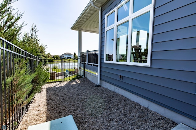 view of yard with a water view