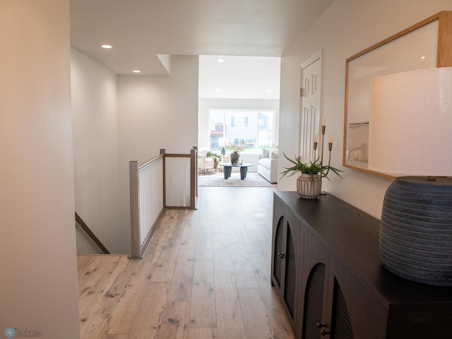 hallway featuring light wood-type flooring