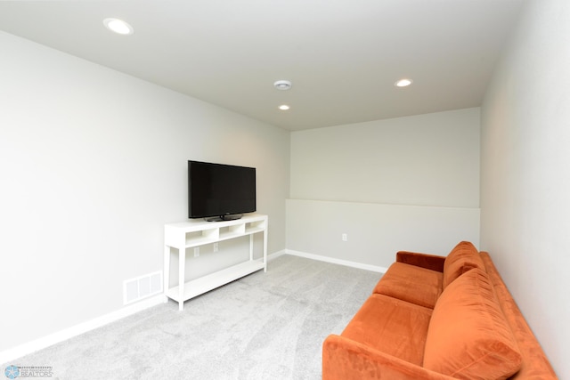 living room with light carpet