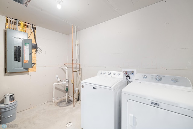 laundry area featuring independent washer and dryer and electric panel