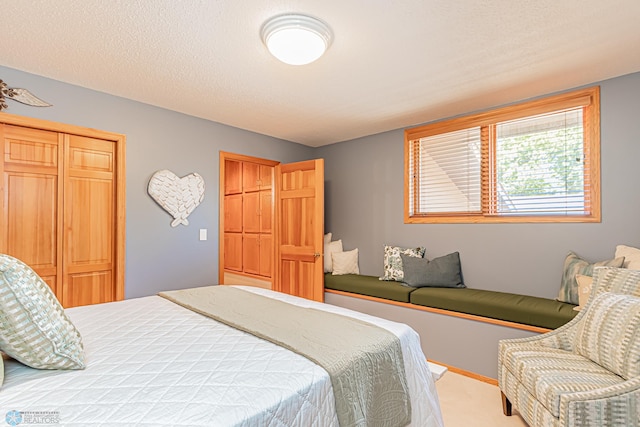 bedroom featuring a closet and a textured ceiling