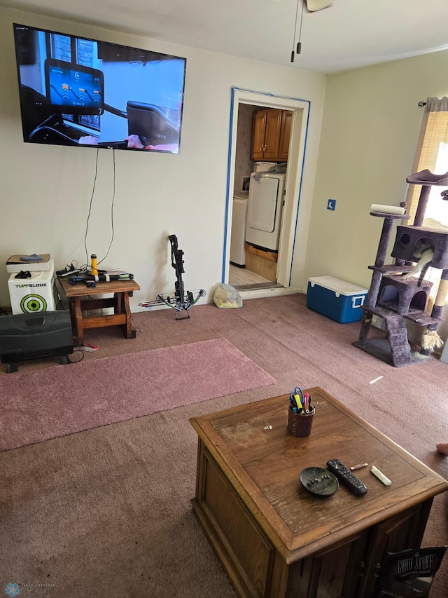 living room with carpet floors