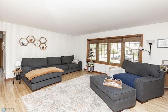 living room with light hardwood / wood-style floors