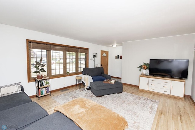 living room featuring light hardwood / wood-style flooring