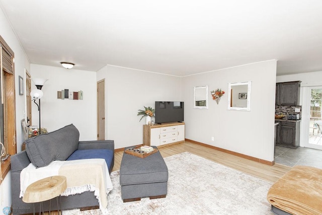 living room featuring light wood-type flooring