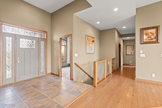 foyer entrance with wood-type flooring