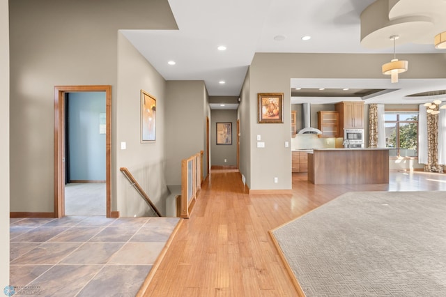 interior space with light hardwood / wood-style flooring