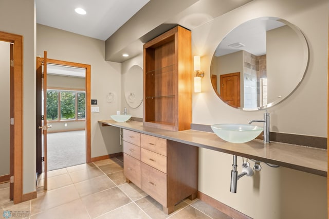 bathroom featuring vanity and tile patterned floors