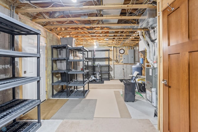 basement with electric panel