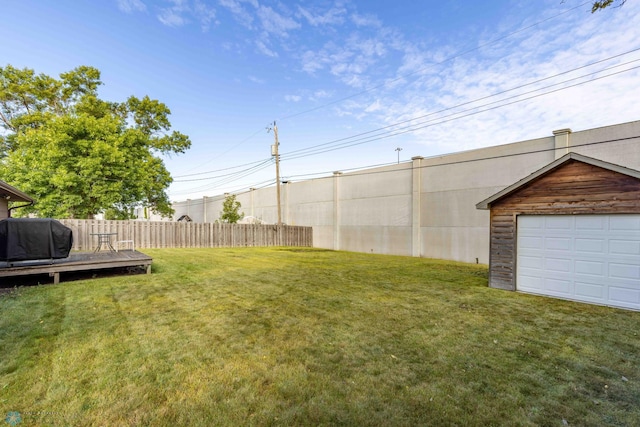 view of yard with a deck