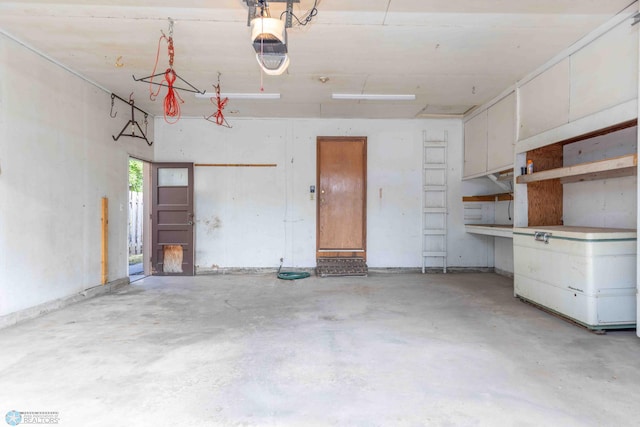 garage with a garage door opener