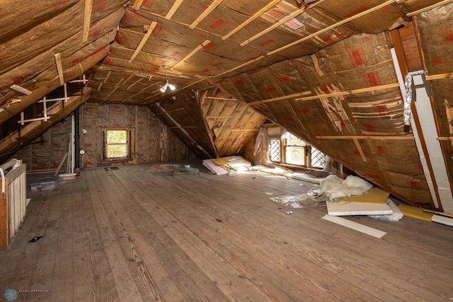 view of unfinished attic