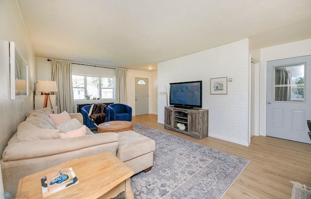 living room featuring light hardwood / wood-style flooring