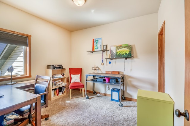 view of carpeted office space