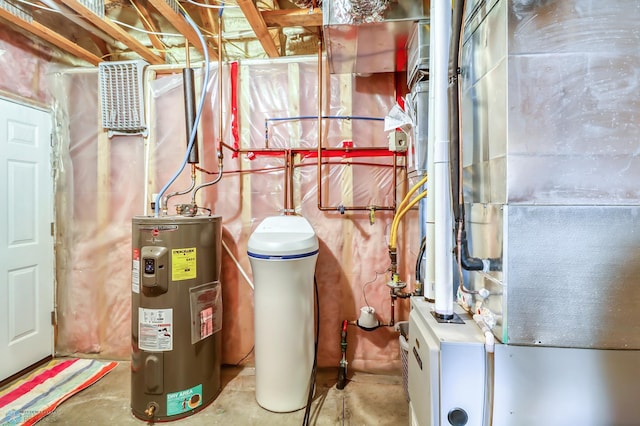 utilities featuring heating unit and electric water heater