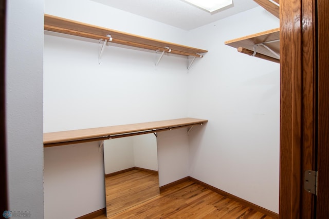 spacious closet with light hardwood / wood-style floors